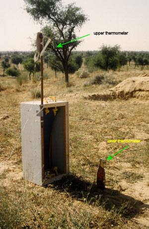 Set up for recording temperature during solar eclipse